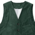 thumbnail image 3 of Mens Corduroy Waistcoat V Neck Casual Sleeveless Jacket Slim Fit Business Formal Vest for Wedding Dinner Green XXL, 3 of 4
