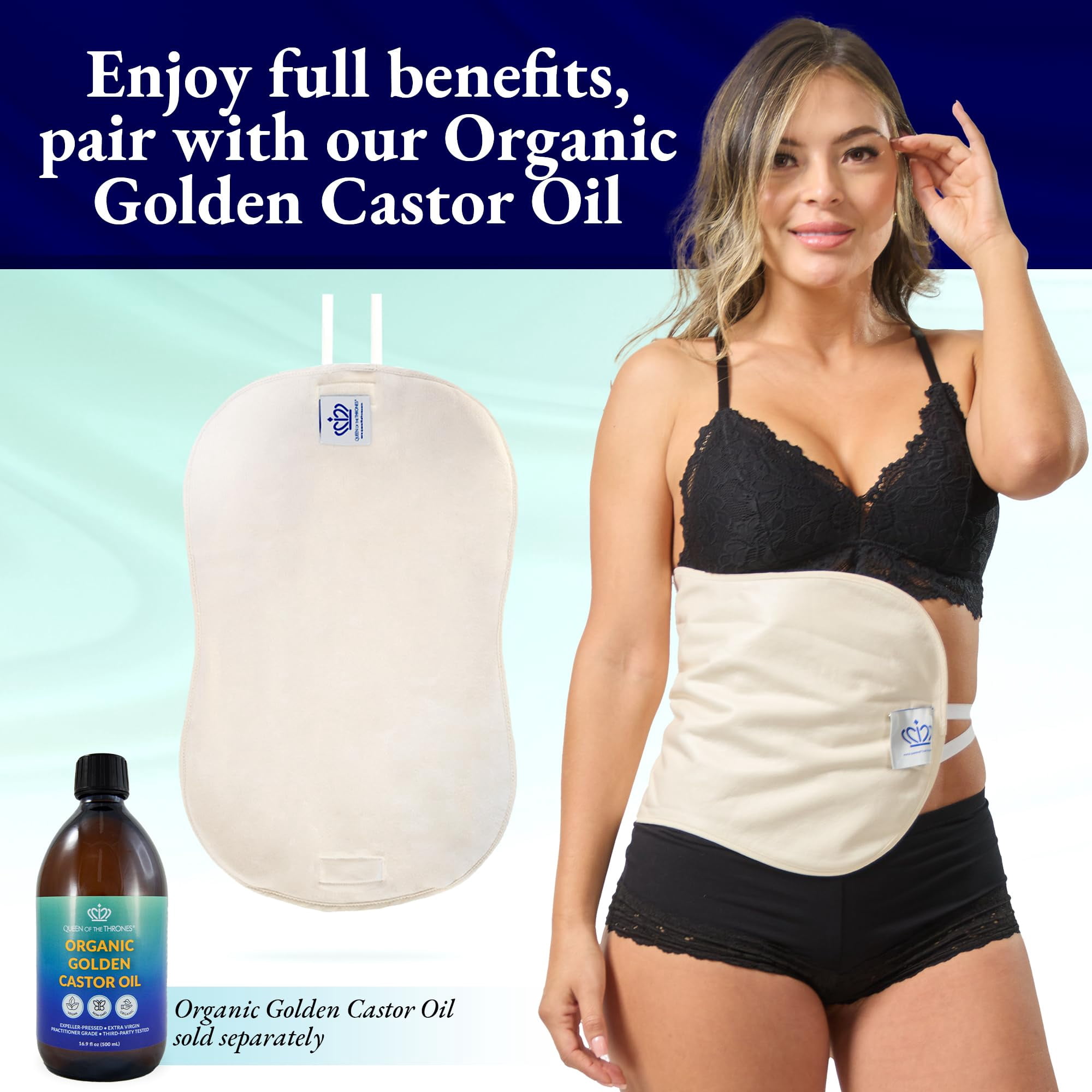 Queen of the Thrones Liver Castor Oil Pack, Liver Support, Heatless, Holistic Health (Castor Oil sold separately)