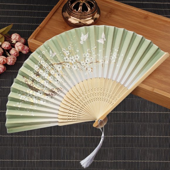 Xihbxyly Abanico Plegable Vintage de Mano, Elegante Diseño con Vetas de Madera, Apertura y Cierre Suaves, Ideal para Bodas de Verano, Fiestas y Regalos de Empresa. Clavos Resistentes. Tamaño Cerrado: