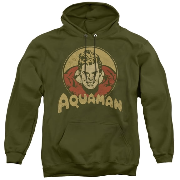 DC Comics Aqua Circle Adult Pullover Hoodie Sweatshirt-Military Green