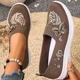 thumbnail image 6 of XUNKUSGA Walking Shoes Women Trendy Embroidered Knit Womens Shoes Casual Breathable Mesh Slip On Shoes Women Lightweight Comfortable Womens Walking Shoes,Brown,8.5, 6 of 9