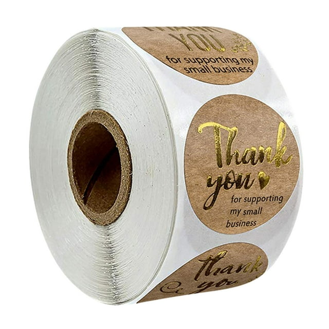500 pegatinas de agradecimiento para embalaje, sellos de papel, etiquetas para manualidades, 2,5/1 pulgada Kraft