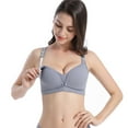 thumbnail image 5 of LYEAA Womens Bras Seamless No Wire Wireless Maternity Nursing Bras for Breastfeeding Pregnant Solid Openable Breathable Bras Comfort Push Up Thin Sleep Bras Gray S, 5 of 7