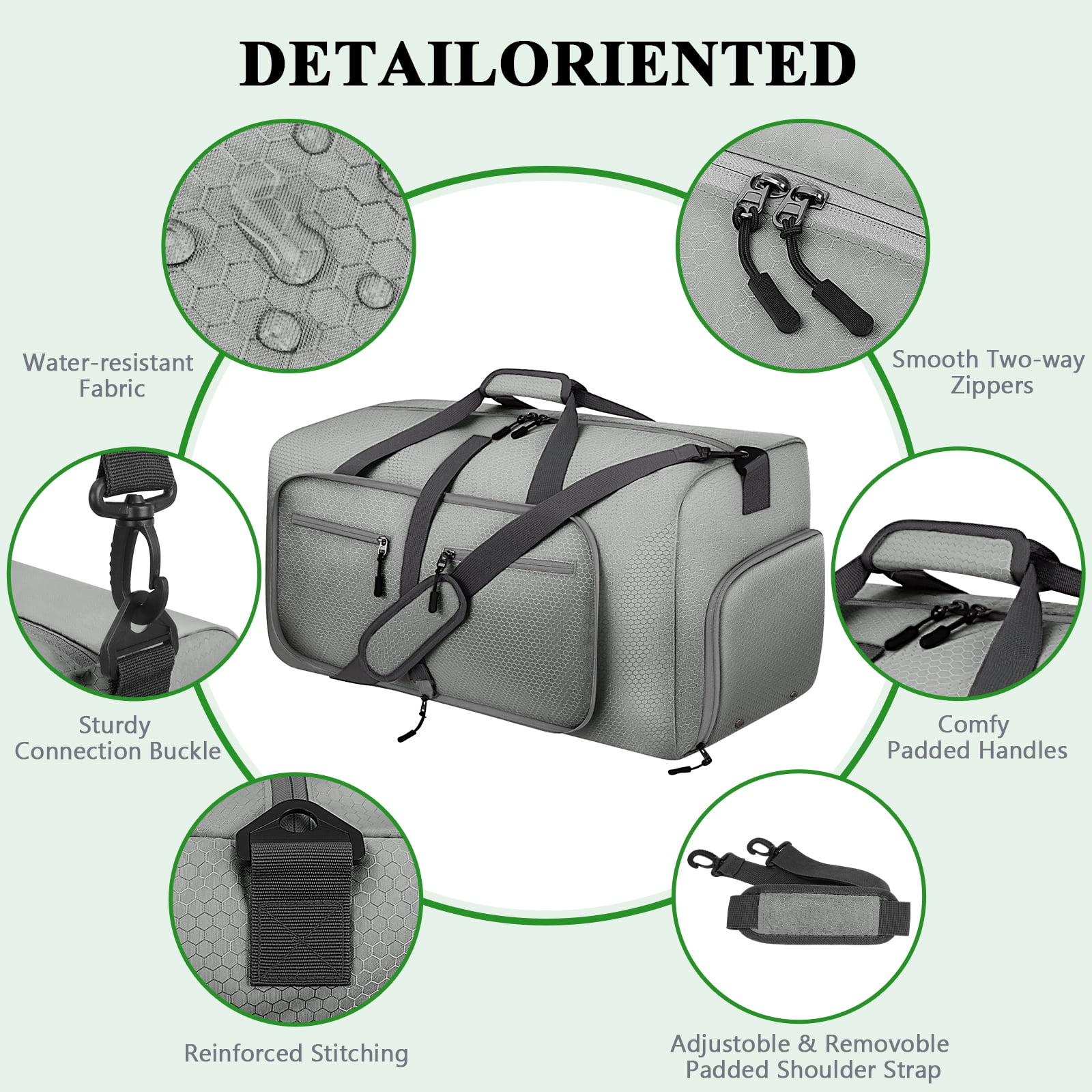 XUEYU 65L Travel Bag, Large Travel Duffel Bags with Shoes Compartment and Adjustable Strap, Foldable Travel Duffel Bags for Men Women,Waterproof Duffel Bags for Traveling Camping, Touring, Gray