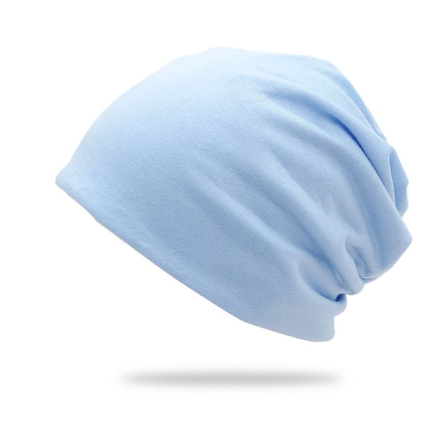 Zhuge 1 unisex double-layer solid color pile cap, thin pullover cap, used for clothing matching, gardening, beach (light blue)