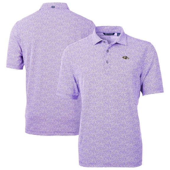 Men's Cutter & Buck Purple Baltimore Ravens Virtue Eco Pique Botanical Print Recycled Polo