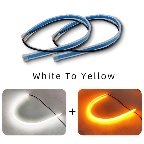 RGB Luz Diurna DRL Señal De Giro Universal Flexible Que Fluye DIY Multi Color LED Tira Para Faros Delanteros