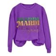 thumbnail image 3 of Clearance!BKQCNKM Long Sleeve Shirts for Women Mardi Gras Shirts for Women Sweatshirt for Women Mardi Letter Printed Round Neck Long Sleeve Top Funny Shirts Purple XXL, 3 of 4