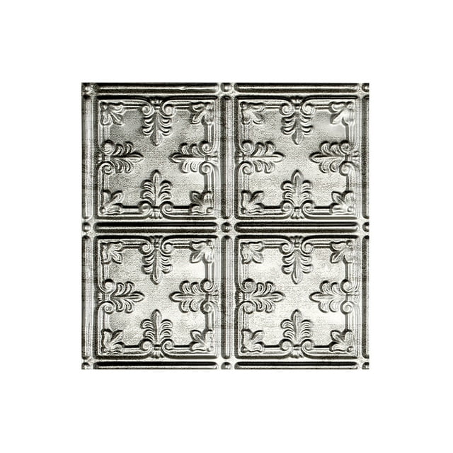 Fasade Easy Installation Traditional 10 Crosshatch Silver Glue Up Ceiling Tile/ Ceiling Panel (12" X 12" Sample)