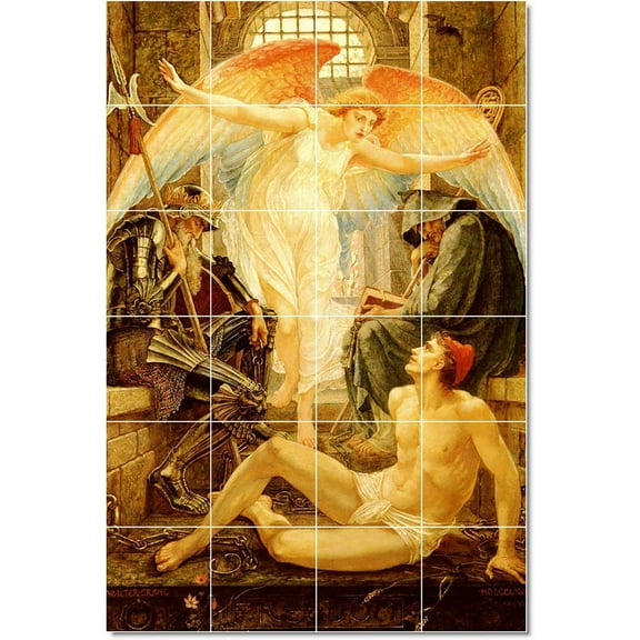 Ceramic Tile Mural-Walter Crane Angels Tile Mural Modern Home Decor. 24" w x 36" h using (24) 6 x 6 ceramic tiles