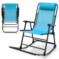 thumbnail image 1 of Topbuy Foldable Rocking Chair Zero Gravity Lounge Rocker with Headrest Outdoor Portable Rocker Navy, 1 of 8