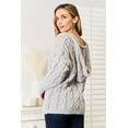 thumbnail image 2 of Woven Right Cable-Knit Hooded Sweater, 2 of 11
