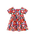 thumbnail image 1 of Robes pour Adolescentes Manches Courtes Col Rond Imprimé Vêtements Décontractés Mignons Robe Fille Rouge 3-4 Ans, 1 of 4