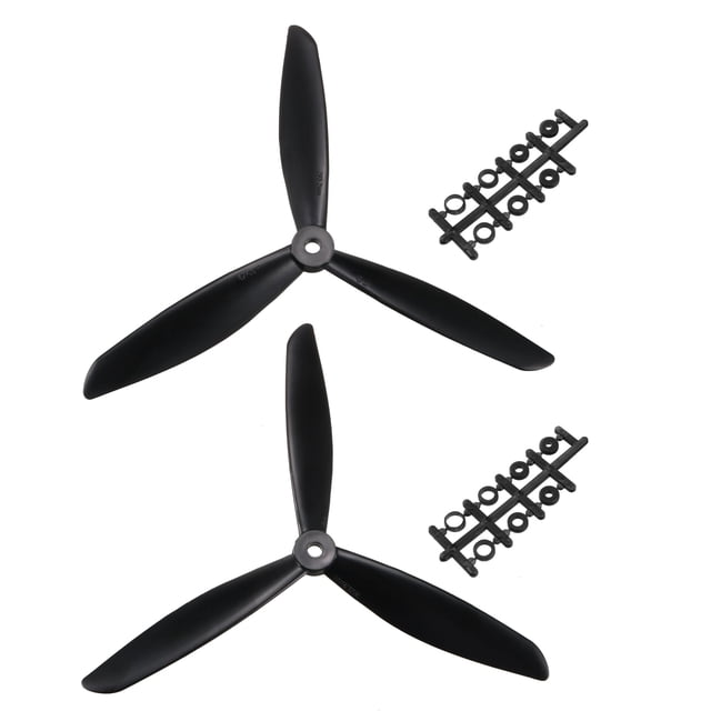 Hélices RC CW CCW 8045 8x4.5 Pulgadas 3-Van Fixed-Wing para Juguete de Avión, Nylon Negro 1 Par con Anillo Adaptador