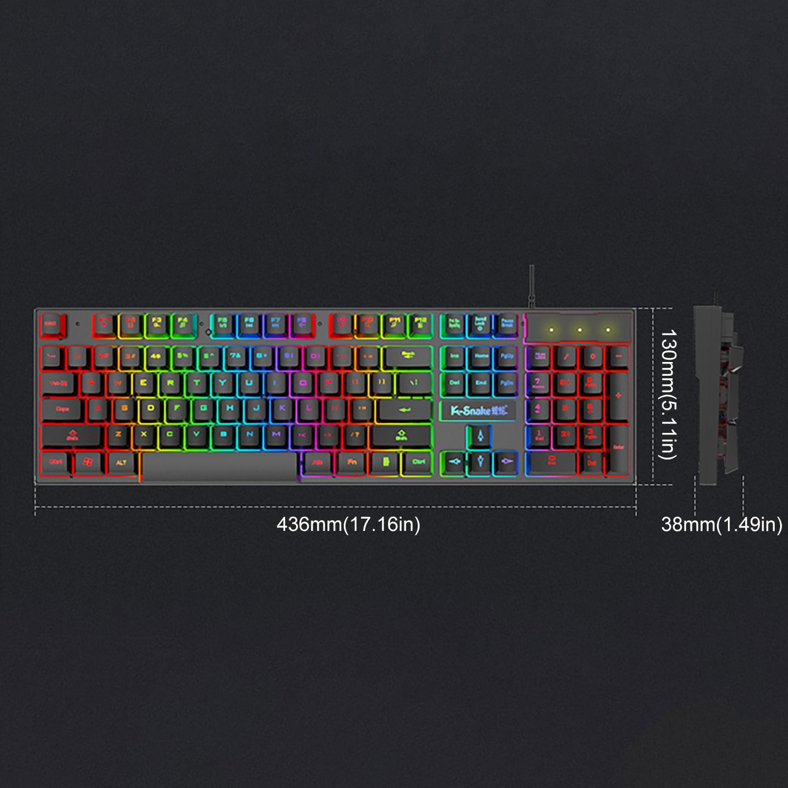 Godom USB Wired Gaming Keyboard With Rainbow LED Backlight Silent Floating Keys Mechanical Feel Keyboard Ergonomic For Office And Gaming