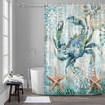thumbnail image 5 of Retro Sea Crabs Bathroom Shower Curtain, Sea Stars Corals Ocean Animals Waterproof Washable Soft Bath Curtain for Bathtub Decor with 12 Hooks&Grommet, 66x72 Inch, 5 of 9