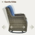 thumbnail image 2 of POCASSY Outdoor Swivel Rocking Glider Chairs Set of 2 with Ottomans, All Weather Gray Wicker Rattan Patio Furniture Set 360° Swivel Patio Chairs for Balcony, Garden, Porch, Pool and Backyard, Blue, 2 of 9