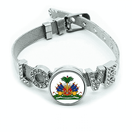 haiti north amenational emblem bracelet wristband crystal love adjustable bangle