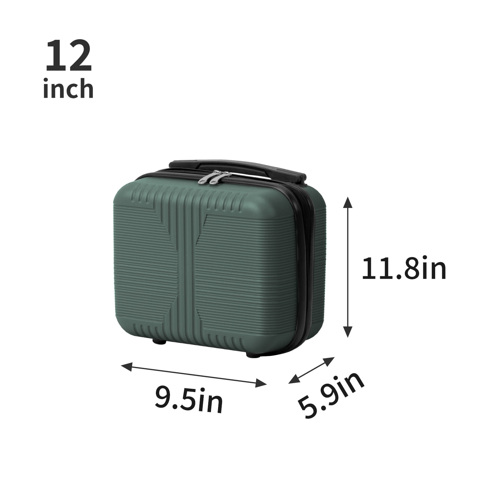 Non-TSA customs lock 5-in-1 PP trolley case, 12in, 16in, 20in, 24in, 28in, PP dark green