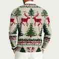 thumbnail image 3 of Stamzod Christmas Sweaters for Men Reindeer Printed Crewneck Oversized Sweater Holiday Party Casual Long Sleeve Pullover Tops Khaki Q XXL, 3 of 6