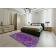 thumbnail image 5 of Ahgly Company Machine Washable Indoor Round Transitional Purple Iris Purple Area Rugs, 4' Round, 5 of 7