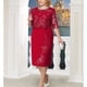 thumbnail image 2 of Vestido solacol para mujer, elegante vestido hasta la rodilla para mujer, vestido de talla grande, vestido de encaje elegante para madre de la novia, vestido hasta la rodilla de talla grande, vestido, 2 of 5