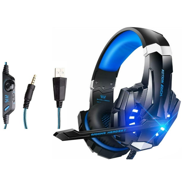CADA G90000 Auriculares con cable Sonido estéreo Auriculares para juegos Auriculares con micrófono con aislamiento de ruido, Negro Azul, sin cable divisor Inevent EL000014-01B