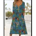 thumbnail image 4 of Women's Short Sleeve Boho Floral Print Maxi Dress Summer V Neck Casual Loose Dress with Pockets, 4 of 5
