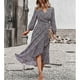 thumbnail image 2 of Vestido De Manga Larga Con Dobladillo Asimétrico Para Mujer Vestido Floral De Manga Larga Con Correa En La Cintura Puño Elástico Para Vacaciones Para Mujer Para Boda Octpeak Negro M, 2 of 8