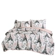 thumbnail image 7 of 2/3 PCS Kids Bedspread Set Eiffel Tower & Floral Paris Design, Reversible Quilt with Pink Back, 7 of 7