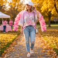 thumbnail image 5 of Women's Breast Cancer Awareness Hoodie in October We Wear Pink Shirts Drawstring Print 3/4 Sleeve Sweatshirts for Women, 5 of 7
