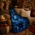 thumbnail image 3 of Blue Christmas Guitar Flannel Blanket with Electric Guitar Music Notes Snowflakes Trees Ornaments Gifts Black Holiday Art, Music Lover Home Decor, Guitarist Gift, 3 of 9