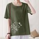 thumbnail image 5 of Vestidos Casuales Para Mujer, Blusas De Mujer De Moda Blusa informal de lino con cuello redondo, manga corta y botones para mujer, 5 of 7