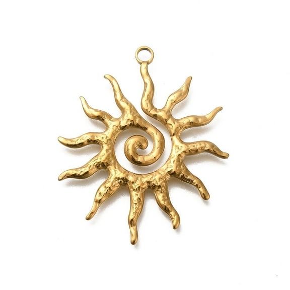 1pc 304 Stainless Steel Pendants Golden Sun 40.5x33.5x2mm Hole: 2.2mm