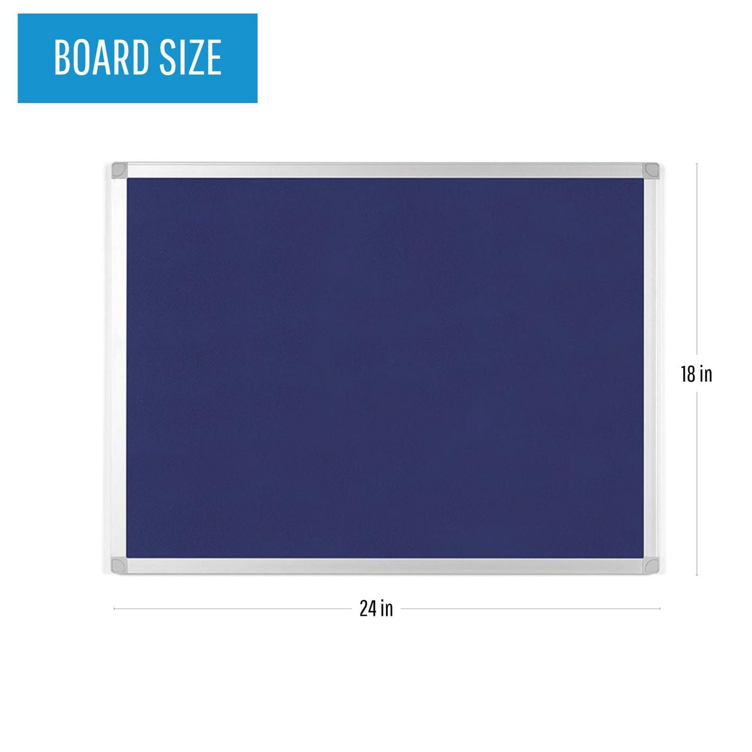 MasterVision Ayda Blue Felt Bulletin Board, 18" x 24", Aluminum Frame