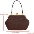 thumbnail image 2 of Vintage Coffee Straw Satchel with Kiss Lock Closure, Large Woven Shoulder Bag for Summer Travel, Shopping, and the Beach, 2 of 8