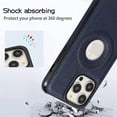 thumbnail image 5 of ELEHOLD Compatible with MagSafe Case for iPhone 14, Rugged Shockproof Luxury PU Leather Slim Logo View Classic Non-Slip Lightweight Protective Cover Case, darkblue, 5 of 8