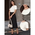 thumbnail image 2 of DARING DIVA Women's Tweed Neck Tops 2026 Short Sleeve Summer Elegant Blouse L White, 2 of 6