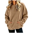 thumbnail image 2 of Paiwinds Oversized Sweatshirts for Women, Crewneck Solid Color Long Sleeve Tops with Front Pocket, Loose Fit Fall Winter Tunic Shirts, 2 of 6