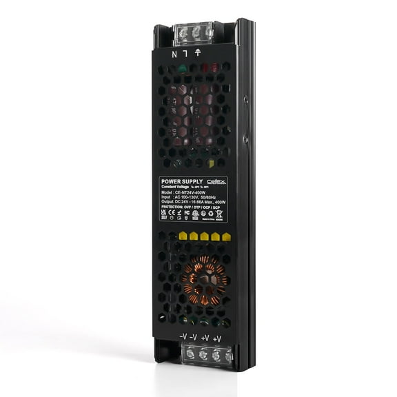 Ultra Slim Led Driver 24V 400W IP20 – Fanless Power Supply, Transformer for Led Lights, AC 100-130V Input