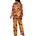 thumbnail image 2 of Renewold Thanksgiving Pajama Button Down Pjs Set for Women Loose Fall Maple Leaves Pine Cones Athletic Clothing Shirt Pants 2 Pieces Casual Home Life Wear Nightwear Size 4XL, 2 of 6