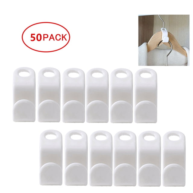 Yeacher Clothes hanger connection hook superimposed hook white thickened plastic 50 packs set a generation