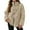Khaki, variant on Women's Solid High Neck Jacket Warm Winter Coat Soft Outerwear For Autumn Cold Weather Casual Style