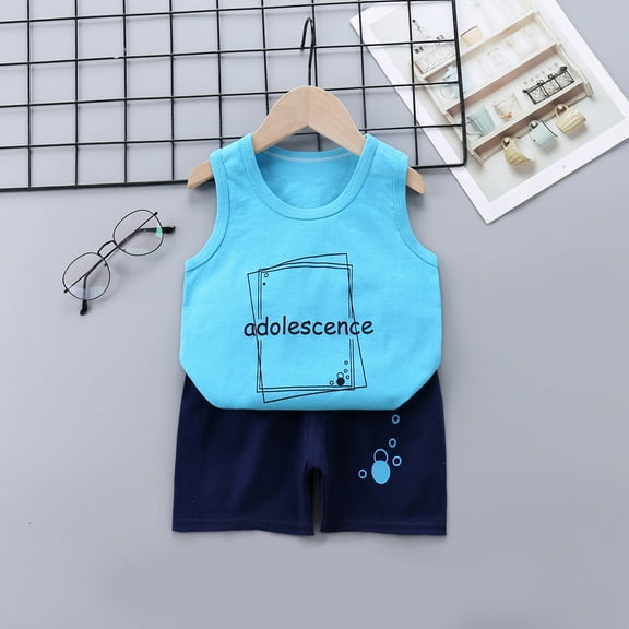Edvintorg 6Months-5Years Kids Clothes Boy Toddler Baby Girls Summer Fashion Cute Sleeveless Vest Shorts Cartoon Print Casual Suit