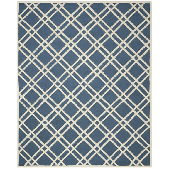 SAFAVIEH Cambridge Judy Geometric Wool Area Rug, Navy Blue/Ivory, 6' x 6' Square