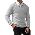 thumbnail image 2 of Langwyqu Men's V Neck Sweater Knitted Jumper Sweater Long Sleeve Pullover Top, 2 of 5