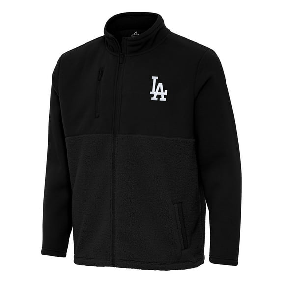 Men's Antigua Black Los Angeles Dodgers Daily Fused Full-Zip Jacket