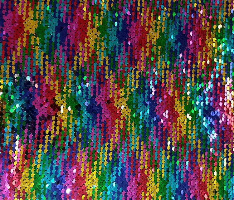 Luxury Cocktail Two Tone Mermaid Fish Scale Sequin Fabric Material MULTI COLOUR 