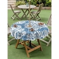 thumbnail image 4 of Outdoor Tablecloth with Umbrella Hole for Patio/Picnic/Party/Camping, Blue Coral Coastal Waterproof Table Cloth Round Cover Washable, White Summer Beach Seaside Ocean (Dia 60"), 4 of 9
