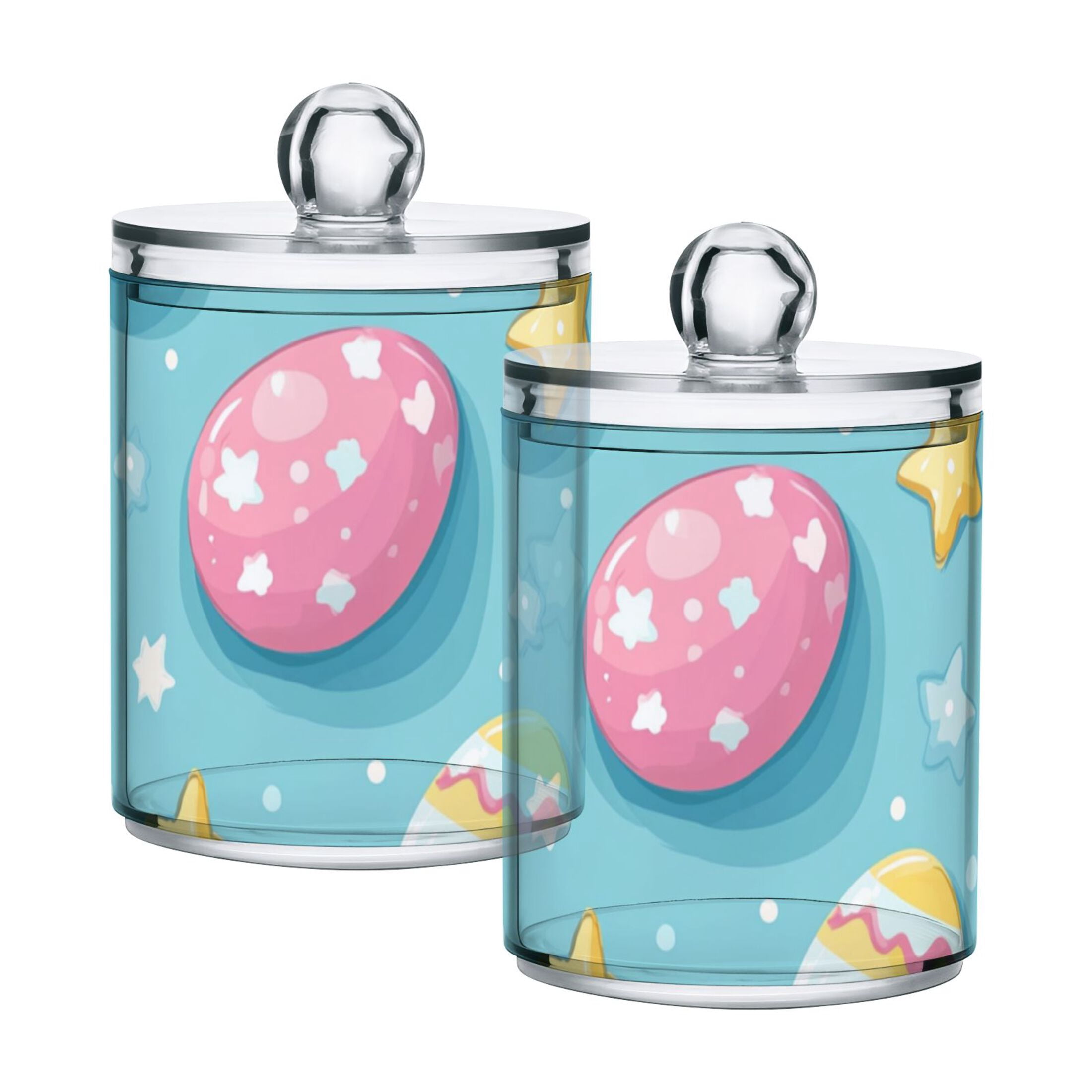 Ckdifva Easter Eggs in Blue Storage Jar with Lid Acrylic Organization Storage Containers Set of 4